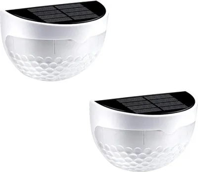 Produktbild von 2er-Pack Solar-Zaunpfostenleuchten zur Wandmontage, dekorative Terrassenbeleuchtung, Weiß,White light
