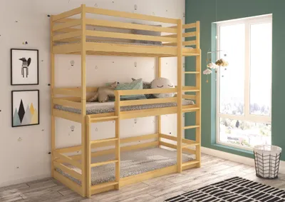 Obrázek produktu pro Třípatrová postel 80x180 HAPLIA - borovice