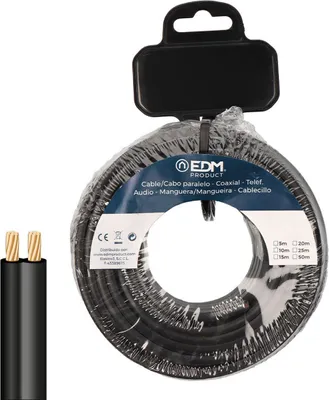 Productafbeelding van Platte, parallelle kabel EDM 28716, zwart, 50 meter, 2 x 0,75 mm