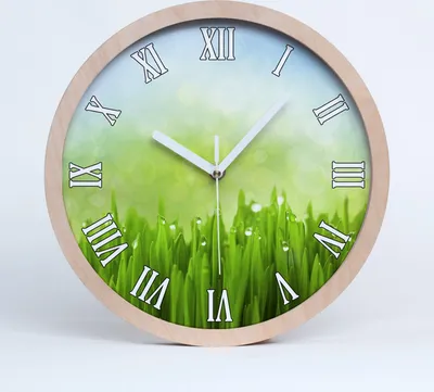 Produktbild von Holzuhr 25fi cm wanduhr - weiße Spitzen - Gras
