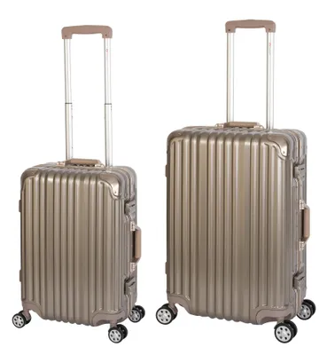 Immagine prodotto di Travelhouse - Londra - Set di valigie 2 pezzi | chiusura TSA | guscio rigido in policarbonato | telaio in alluminio | 4 ruote | trolley per valigie - set di valigie S+M | oro