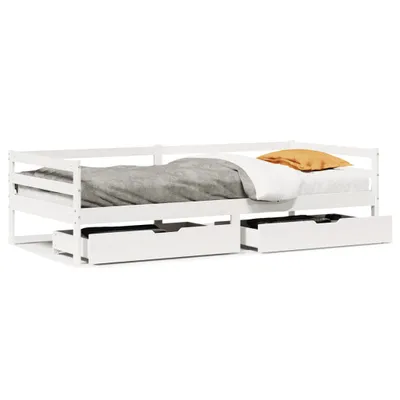 Obrázok produktu pre Denná posteľ so zásuvkami biela 90x200 cm masívna borovica
