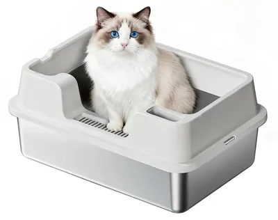 Image de Litière pour chat en acier inoxydable XXL, grande capacité, anti-fuite