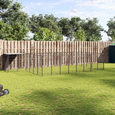 Produktbild von vidaXL Hundezwinger Schwarz 15,73 m² Stahl