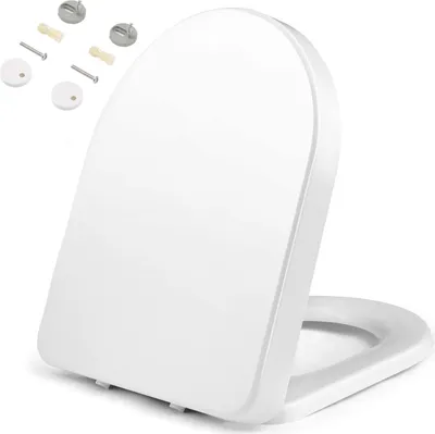 Produktbild von Toilettendeckel D Form WC-Sitze, Toilettensitzbezug mit Absenkautomatik & Quick-Release Funktion, Antibakterieller Klodeckel aus Duroplast Material