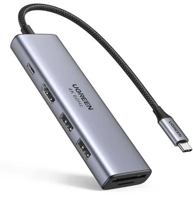 Image de Adaptateur USB-C Multifonction UGREEN, Avec PD, Gris, Hub USB-C