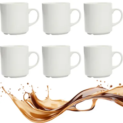 Zdjęcie produktu dla 6x KUBEK PORCELANOWY BIAŁY 350ml do KAWY HERBATY NAPOJÓW