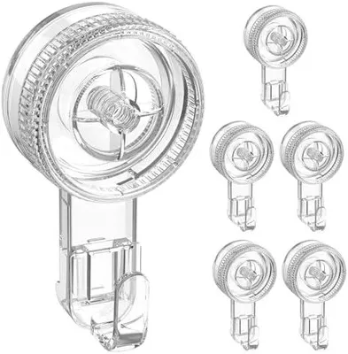 Produktbild von Luxear 6-Pack Saugnapf Haken ohne Bohren, Max 5KG, Saughaken extra stark | Wiederverwendbar Saugnäpfe Haken Transparent, Saugknöpfe für Handtuch Wand Fenster Glas Fliese Küche Badezimmer