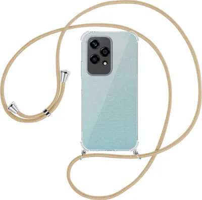 Produktbild von Handykette Backcover-Schutzhülle mit Band (Metall silberfarben) für Honor 200 Lite - caramel