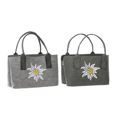 Produktbild von Gilde Tasche, rechteckig, "Edelweiß", Edelweißmotiv, Filz, hellgrau, dunkelgrau, L. 24 cm, B. 40 cm, H. 26 cm 42436 4009079424362 2 Stück (2-fach sortiert)