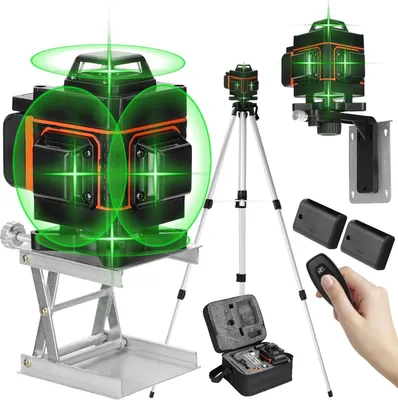 Obrázok produktu pre Laserové nivelačné zariadenie - 16 línií - Samonivelačné - Vertikálne a horizontálne - Nastaviteľná 1,2 m predlžovacia tyč zo zliatiny s 3 výškami - Elektronické - Vrátane batérie