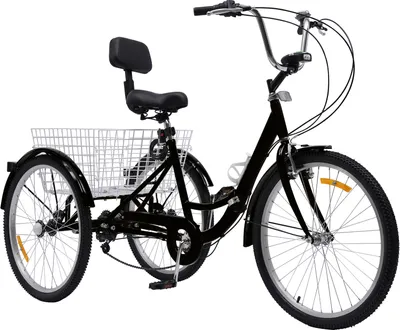 Zdjęcie produktu dla Rower trójkołowy dla dorosłych Rower trójkołowy 24 cale z koszykiem Rower trójkołowy dla dorosłych Rower trójkołowy 3 koła