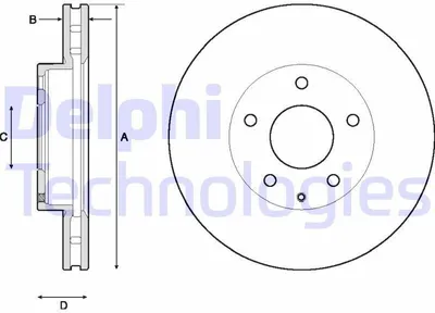 Produktbild von 2x DELPHI Bremsscheibe BG4712C für MAZDA 3 Schrägheck (BM BN) 51 5mm 280mm