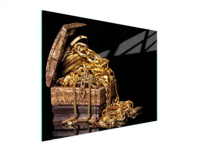 Image de Planche à découper en verre 52x40 or