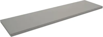 A plain gray shelf against a white background.