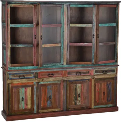 Produktbild von MiaMöbel Buffet Cancun 210x202x40 cm Shabby Chic Massivholz Pinie Bunt