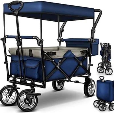Produktbild von Famanu Bollerwagen mit Schiebestange - Rot