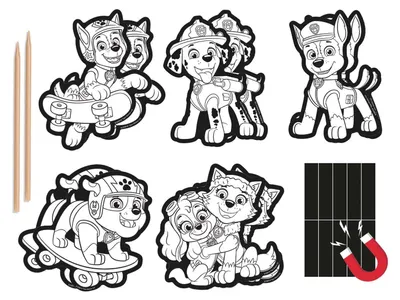 Produktbild von Paw Patrol Kratzmagnet Set mit Kratzwerkzeug für Kinder