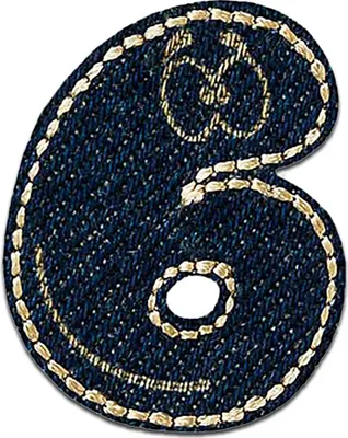 Produktbild von Zahl 6 - 2.4 x 3 cm: Zahl/Ziffer Blau - Aufnäher, Bügelbild, Aufbügler, Applikationen, Patches, Flicken, Zum Aufbügeln