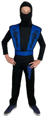 Produktbild von blaues Ninja Kostüm für Jungen - Größe 110-152, Größe:110/116