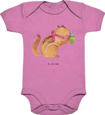 Produktbild von Mr. & Mrs. Panda Strampler Eichhörnchen Smoothie 1. - 3. Monat - Bubble Gum Pink - Geschenk, Abnehmen, Lustige Sprüche, Streifenhörnchen, overall baby, Babybody, Diät