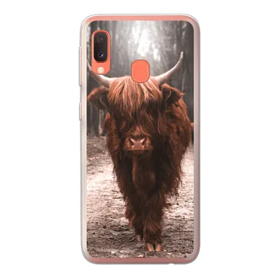 Produktbild von MuchoWow® Handyhülle Schutzhülle Hülle für Samsung Galaxy A20e Schottischer Hochländer - Wald - Kuh - Tiere - Natur Silikon Softcase Handy Hülle - Abdeckung