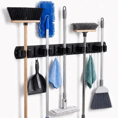 Produktbild von ECENCE Besenhalterung Wand Schwarz Besenhalter zum Kleben & Schrauben