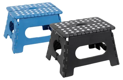 Klapphocker aus Kunststoff, bis 150 kg, grau/blau, 34,5x22x27 cm