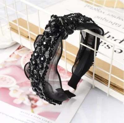 Immagine prodotto di Flamenco Mystique Elastická Čelenka zdobená perletí, černá, průměr 12,5 cm, šířka 3,5 cm