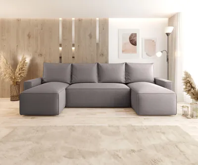 Produktbild von CORNERO Ecksofa mit Schlaffunktion HAVANA in U-Form Sofa mit Schlaffunktion und Bettkasten EckcouchWohnlandschaft in U-Form Grau