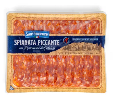 Produktbild von Salami Spianata Piccante mit Peperoncino aus Kalabrien 90g - San Vincenzo