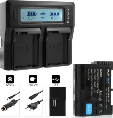 Produktbild von 1x Akku + Lader für Nikon EN-EL15 D7000,7100, 7200, 7500, 800E 1600 mAh 7,0V