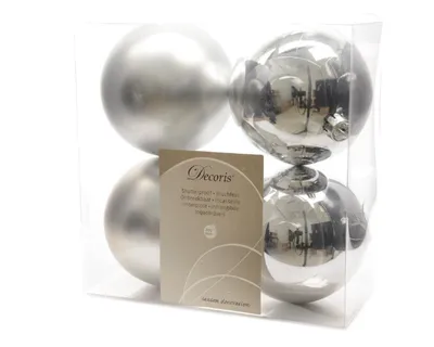 Immagine prodotto di Baubles natalizi in plastica 10cm 4 pezzi - argento