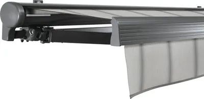 Produktbild von SOLUNA Halbkassettenmarkise Comfort 4x3 Dessin D420 Gestell DB703 dunkelgrau Antrieb links inkl.Motor, Sonnen und Windwä