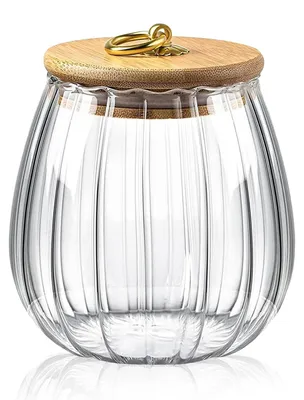 Produktbild von Glasbehälter mit Bambusdeckel, 600 ml