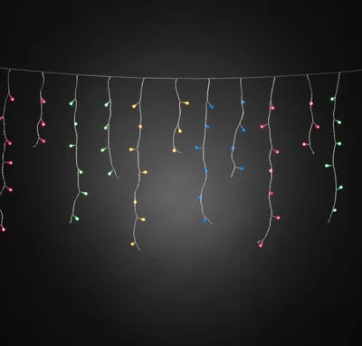 Image de Konstsmide - Rideau de lumière LED pluie glacée, avec globes multicolores, 400 diodes multicolores, transfo extérieur 24V, câble transparent ; 3673-503