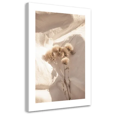 Produktbild von Leinwandbild Zarte Trockenblumen 80x120 Feeby Beige bild für die wand bereit zum aufhängen