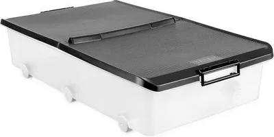 Obrázek produktu pro Dvoukrytá přepravka 63 l, černá, s rukojetí a kolečky