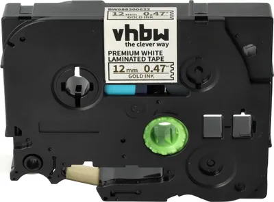 Produktbild von vhbw Schriftband-Kassette kompatibel mit Brother PT PT-1250LB, PT-1250S, PT-1250VP Etiketten-Drucker 5m x 12mm Gold auf Premiumweiß, Laminiert