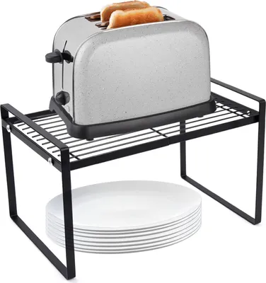 Produktbild von Küchenschrank Regal Organizer - Aufbewahrungslösung für Gewürze - 1 Stück - schwarz - Metallgitter - 33x21x18cm