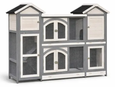 Produktbild von XXL Kleintierstall grau weiß 189x43x127 cm