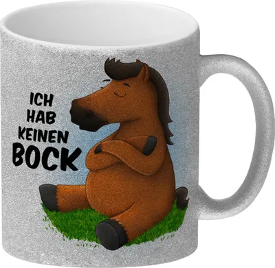 Produktbild von Ich hab keinen Bock Glitzer-Glitzer-Kaffeebecher mit Pferd Motiv