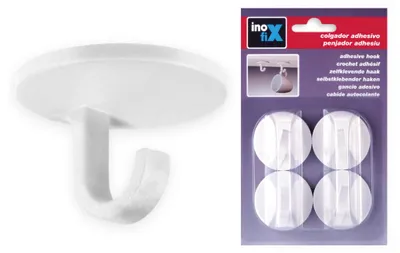 Image de Crochet Adhésif Blanc Inofix Fixation Sans Perçage, Design Discret - Inofix