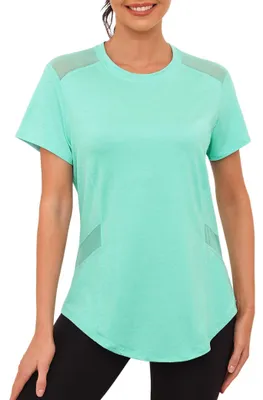 Immagine prodotto di Maglietta sportiva da donna con protezione UV - Maglietta sportiva funzionale - Maniche corte - Tessuto traspirante che allontana l'umidità - Zone traspiranti - Cuciture confortevoli - Canotta sportiva