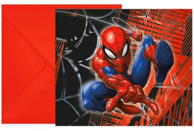 Image de « Spider-Man World Of Webs » - Décoration de fête - Variante : 6 cartes d'invitation en papier