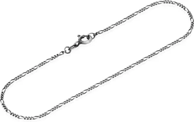 Produktbild von NKlaus 20cm Armband Figaro - Panzerkette 925 Sterling Silber oxidiert 1,4mm breit 13856