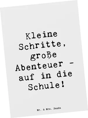Produktbild von Mr. & Mrs. Panda Postkarte Spruch Schulanfang Abenteuer - Weiß - Geschenk, ermutigend, Stärke, kleine Schritte, Ansichtskarten, Postkarten, Zuversicht, Neugier, Schulzeit