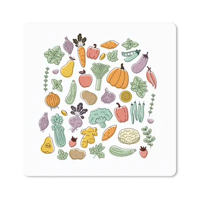 Produktbild von MuchoWow® Mauspad Mousepad Gemüse - Obst - Minimalismus 20x20 cm - Mousepads - Maus Mat - Pad - Mausunterlage - Desk Mat - Bureauartikeln