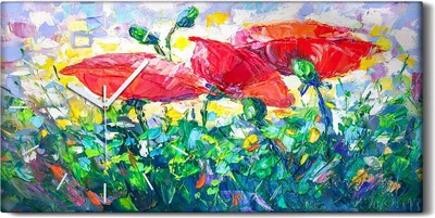Produktbild von Leinwand Wanduhr Wandkunst Uhr Geräuschlos 60x30 Ölgemälde Blumen blumig - weiße Hände