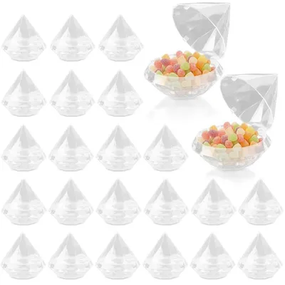 Obrázok produktu pre Candybox – 24 kusov – Diamantový tvar – Dekoratívne – Multifunkčné – Priehľadné – Vhodné na oslavy – Úložná škatuľa